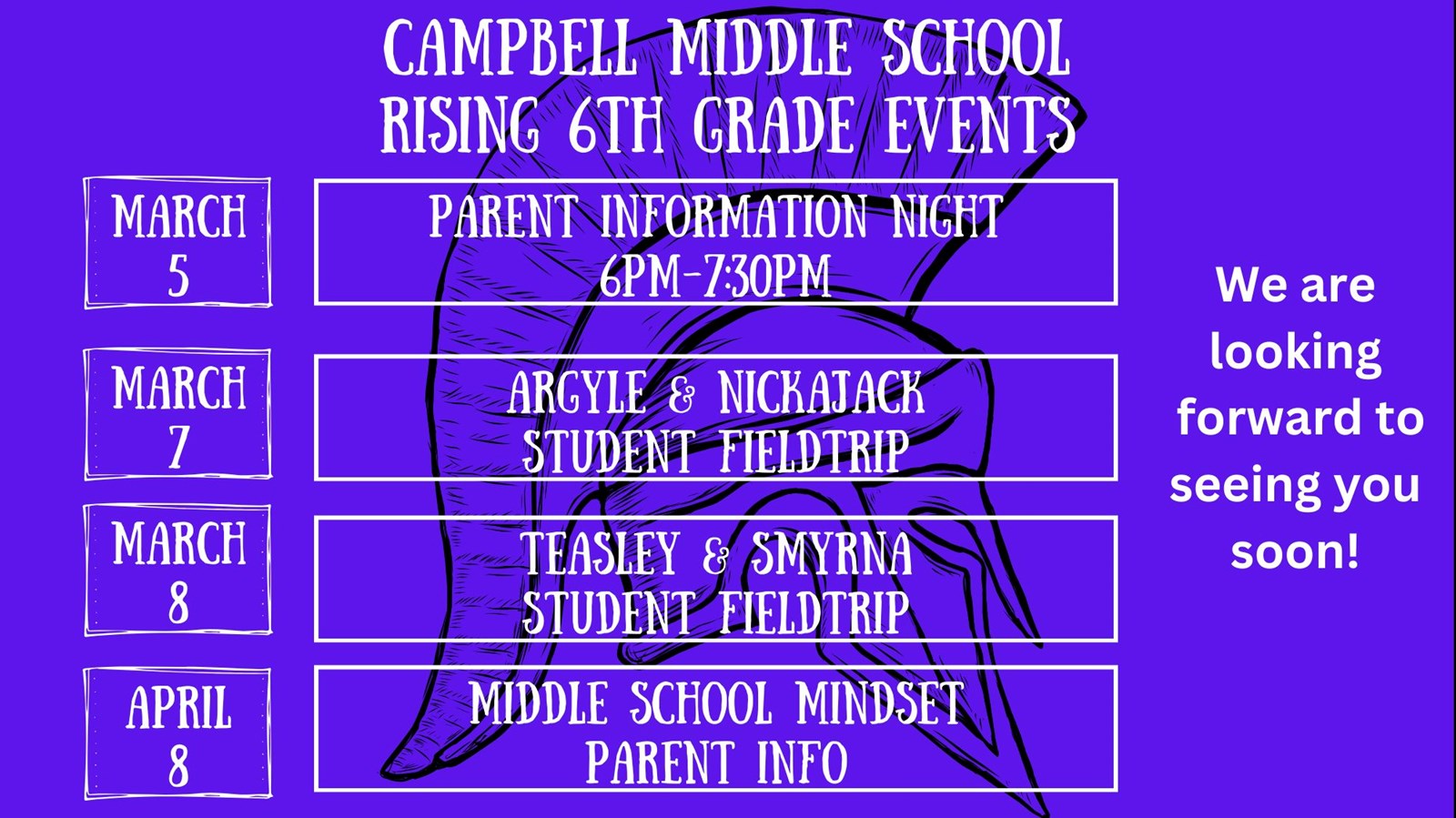 Rising 6th Grade Events Flyer